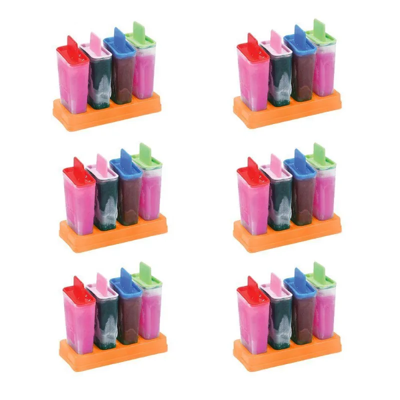 Kit 24 Forminhas Para Picolé Sorvetinho Caseiro Em Plástico Para Freezer Colorido Multicolorido