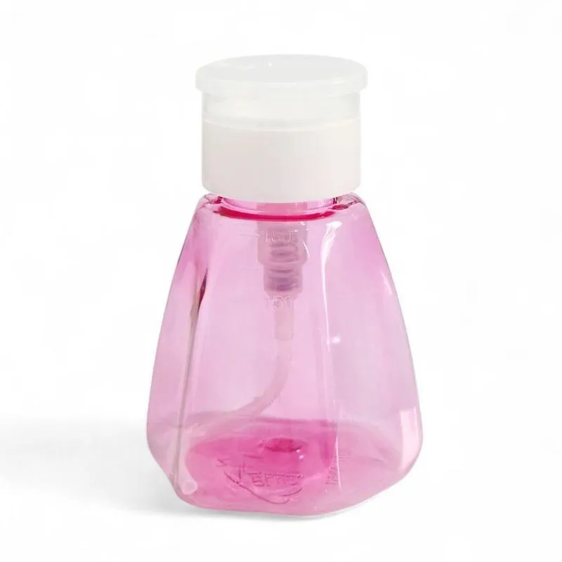 Porta Acetona Com Válvula Pump 180ml Plástico Com Tampa Trava Para Removedor Rosa Pump