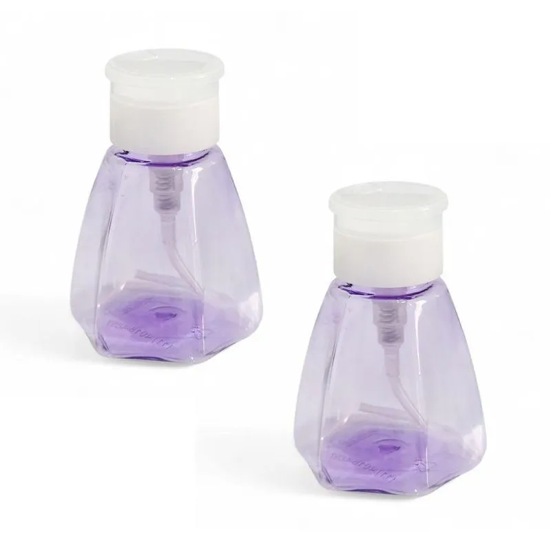 Kit 2 Porta Acetona Válvula Pump 180ml Lilás Voce Toda Linda Pump