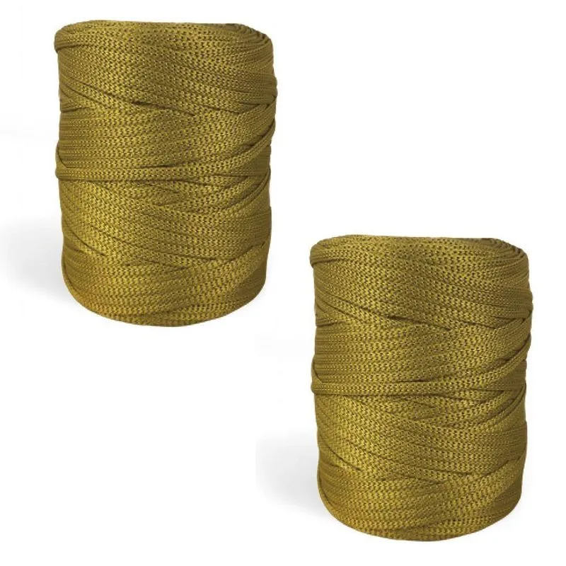 Fio Náutico Para Crochê Fio Náutico Premium 100% Poliéster 5mm Dourado Kit 2