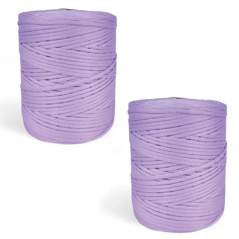 Fio Náutico para Crochê Premium 100% Poliéster 5mm 500g Lilás Kit com 2 Unidades