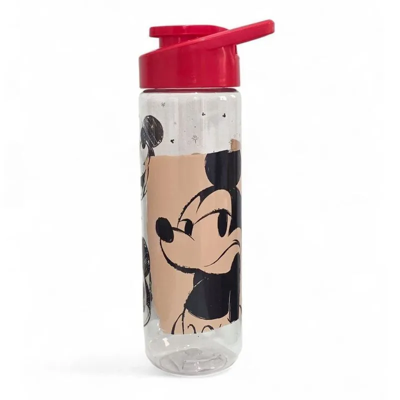 Garrafa Água Squeeze Mickey 700ml Cristal Plástico Bpa Free Para Academia E Escola Vermelho