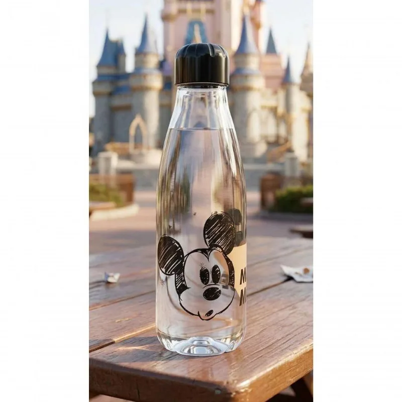 Garrafa De Água Squeeze Paris Com Estampa Mickey E Minnie Plástico Pet Resistente Para Passeios