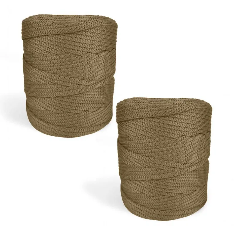 Fio para Crochê e Macramê Fio Náutico Premium 100% Poliéster Caqui Kit 2 Unidades 1KG