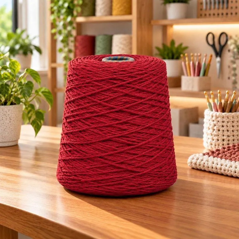 Barbante para Crochê e Artesanato Fio 6 85% Algodão 1kg Vermelho