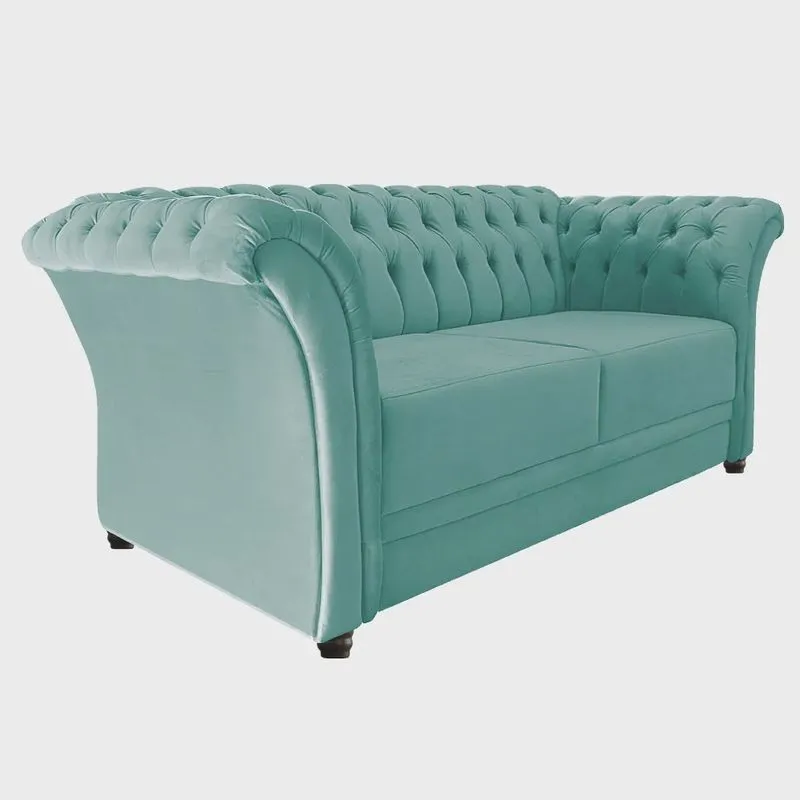Namoradeira Chesterfield Sofia Suede Azul Tiffany - Amarena Móveis