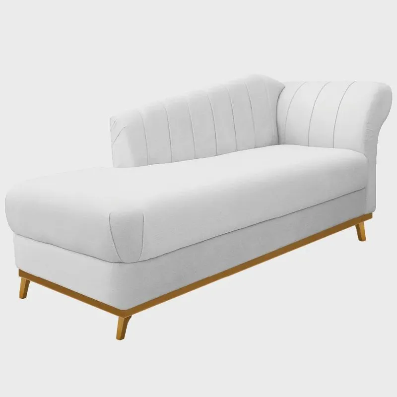 Recamier Vanessa 140cm Lado Esquerdo Suede Branco - Amarena Móveis