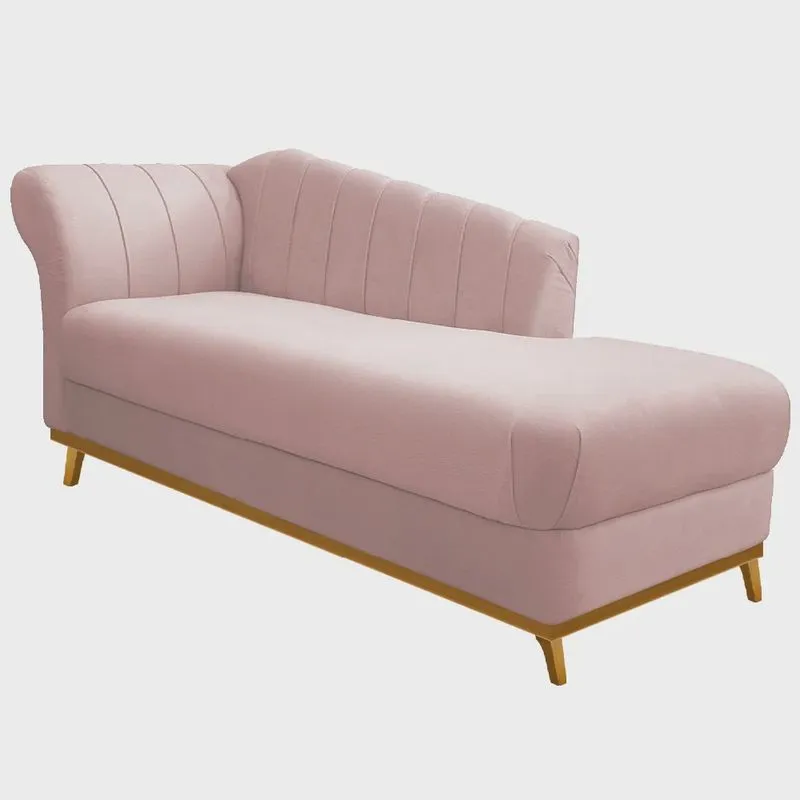 Recamier Vanessa 160cm Lado Direito Suede Rosê - Amarena Móveis