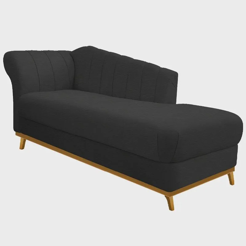 Recamier Vanessa 185cm Lado Direito Corano Preto - Amarena Móveis
