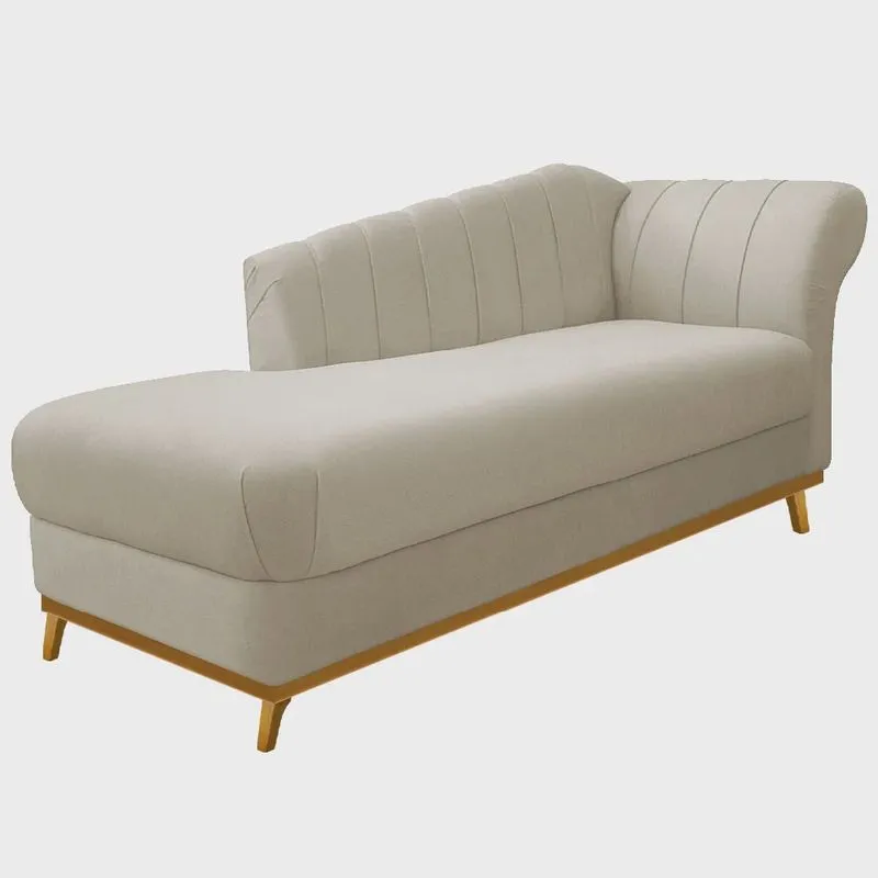 Recamier Vanessa 185cm Lado Esquerdo Suede Bege - Amarena Móveis