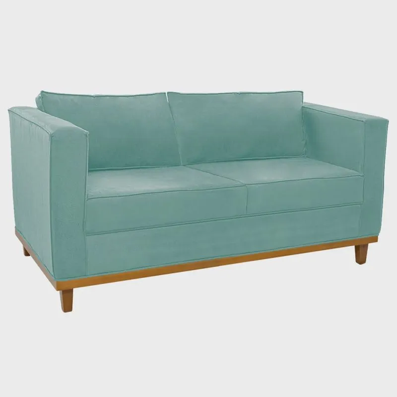 Sofá 2 Lugares Europa Suede Azul Tiffany Amarena Móveis