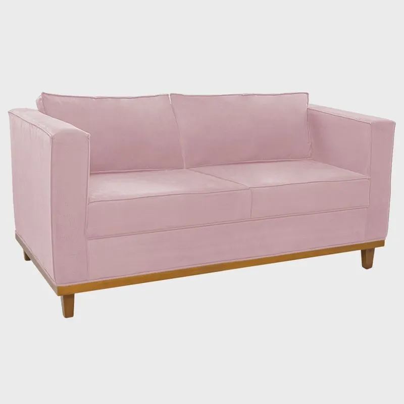 Sofá 2 Lugares Europa Suede Rosa Bebê Amarena Móveis