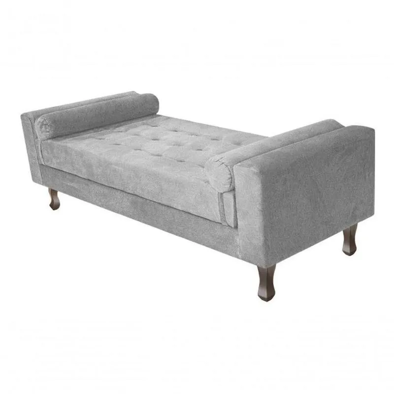 Recamier Baú Félix Solteiro 100cm Suede Rosê - Amarena Móveis Cor Cinza