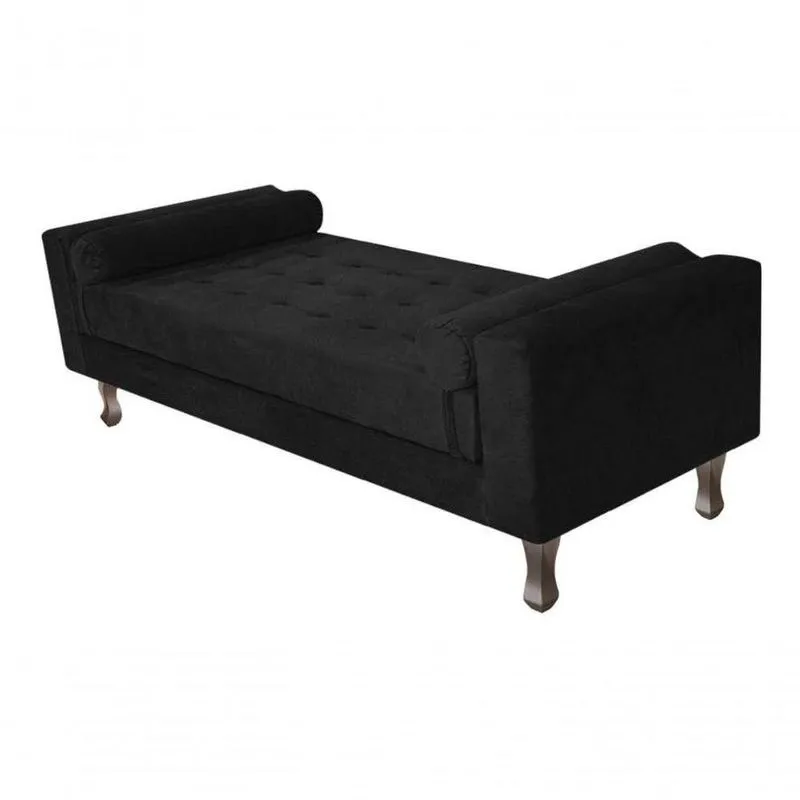 Recamier Baú Félix Solteiro 100cm Suede Rosê - Amarena Móveis Cor Preto