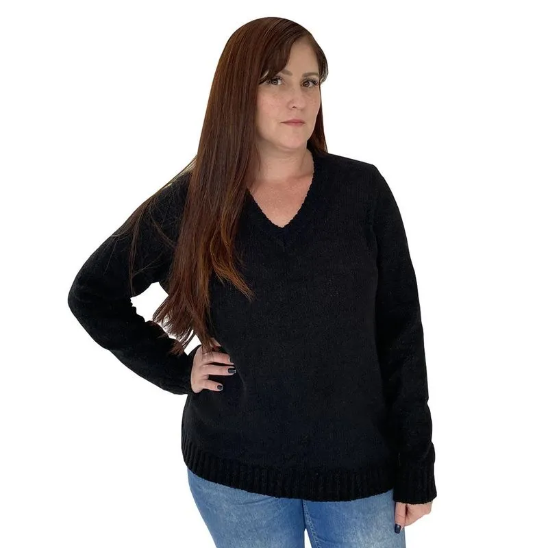 Blusa De Frio Suéter Feminino Lã Tricot Malha Grossa Casual