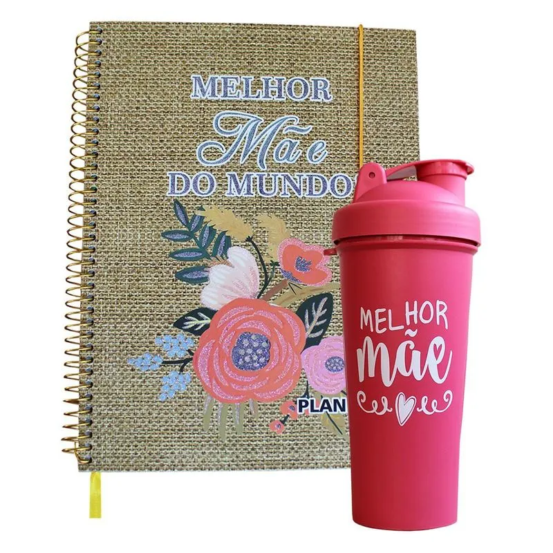 Kit Planner Marrom 80 Folhas Com Shakeira Copo Dia Das Mães
