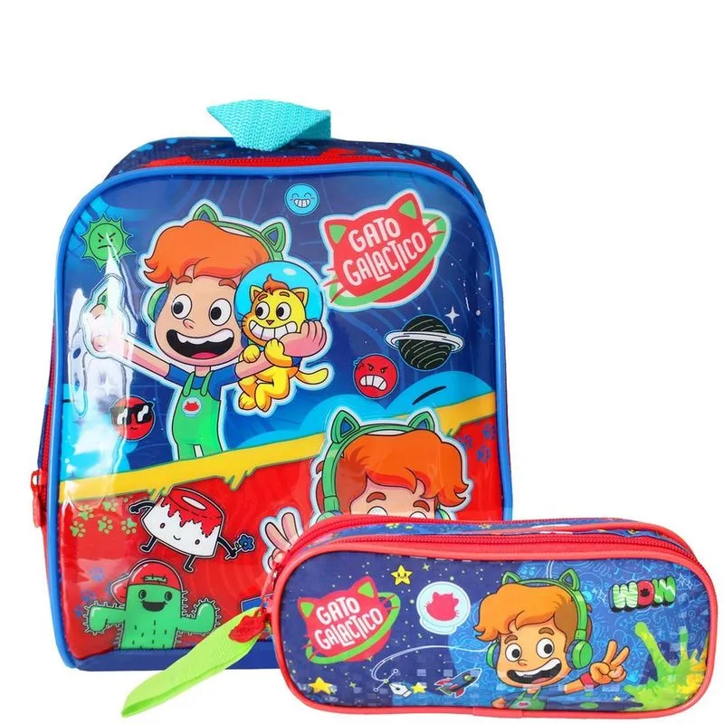 Lancheira Térmica + Estojo Escolar Duplo Gato Galáctico Kit
