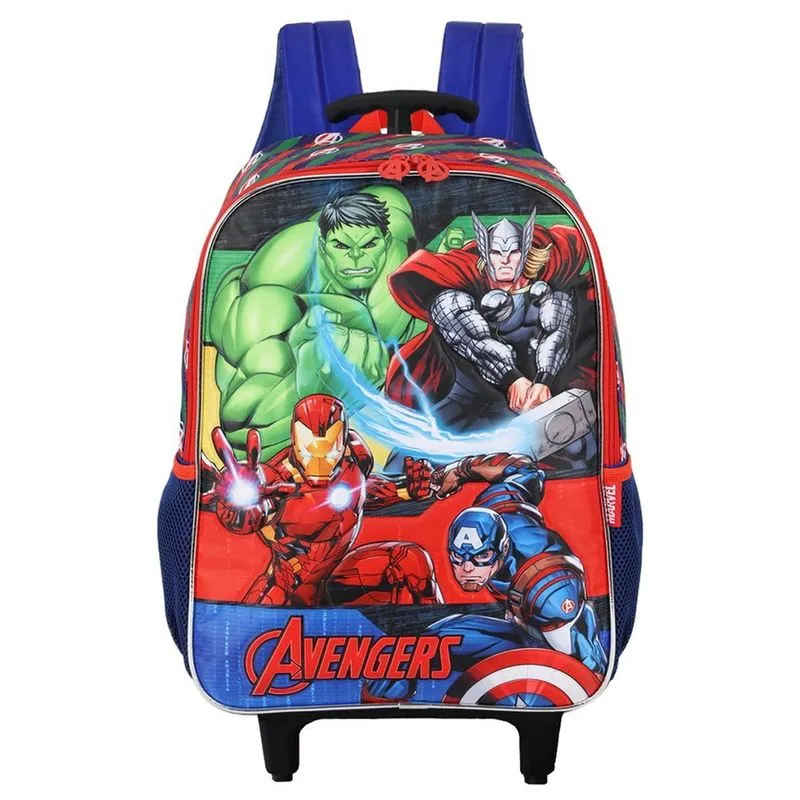 Mochila De Rodinhas Dos Vingadores Avengers Escolar Azul