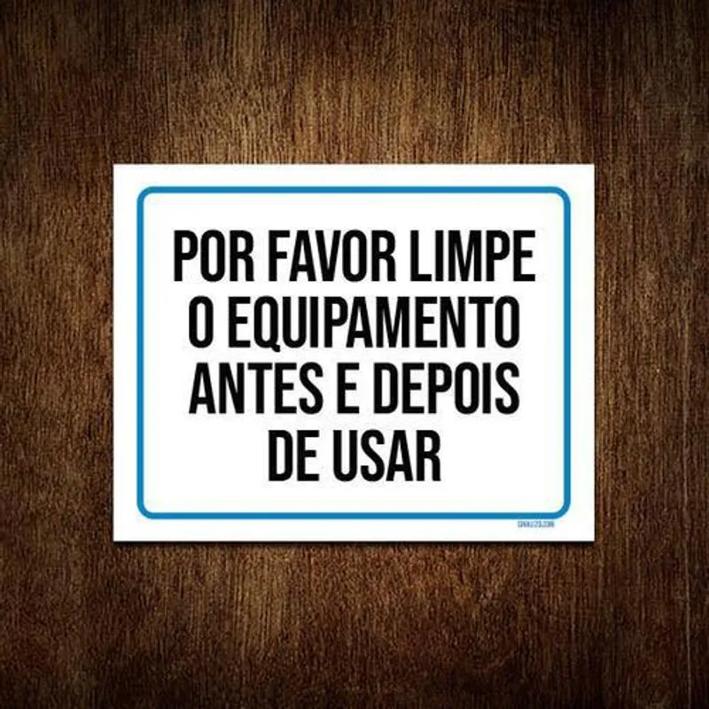 Kit 5 Placas Academia Limpe Equipamento Distanciamento