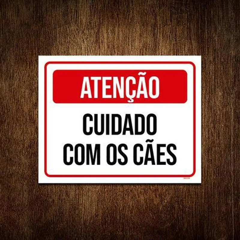 Kit 5 Placas Atenção Cuidado Com Os Cães