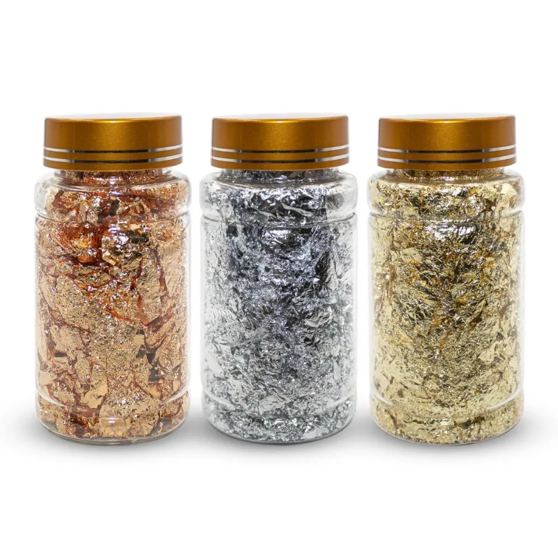 Kit 3 Folhas De Ouro Dourado Prata Bronze Decoração De Unha