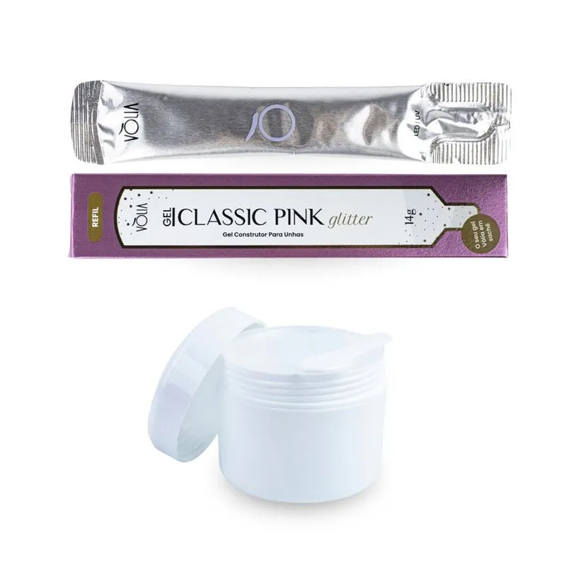 Sachê Classic Pink Glitter 14g Vlia + Pote Reutilizável 30g