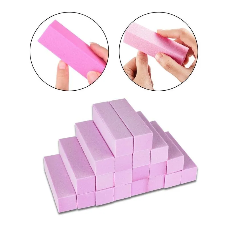 Kit 20 Lixa Bloco Rosa Polidora Fecha Poros Polir Unhas