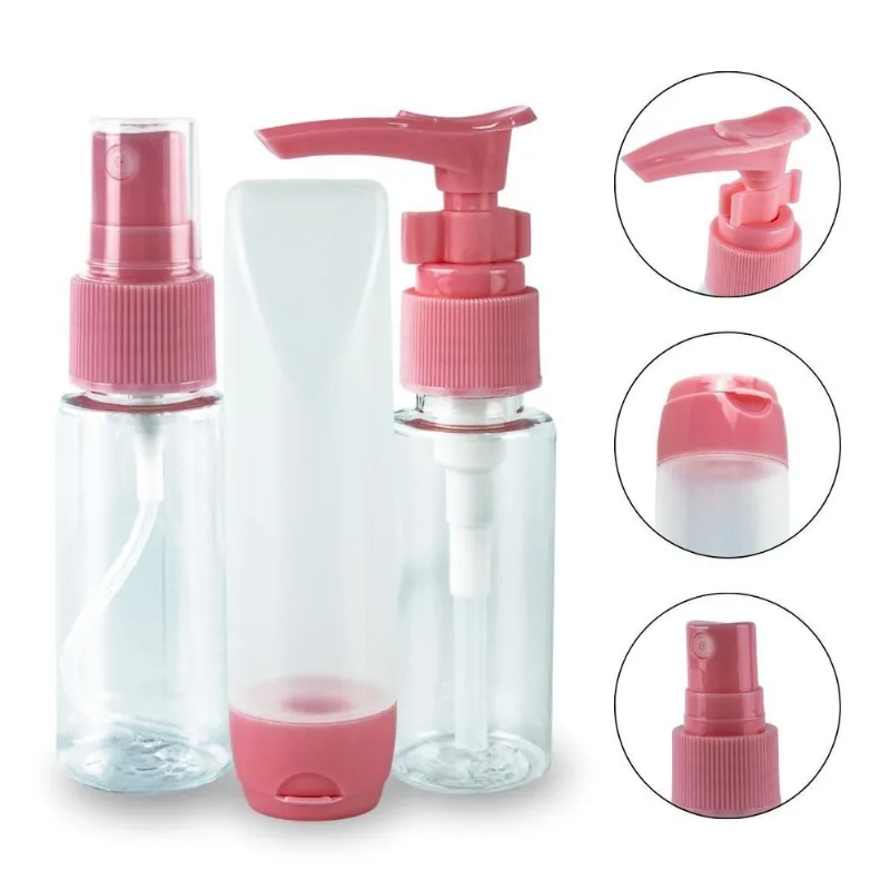 Kit 3 Frasco Higiene Spray Pump Bisnaga Viagem Creme Shampoo