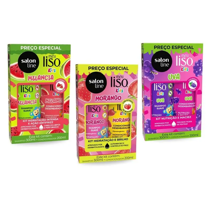 Kit Salon Line Meu Liso Kids Melancia + Uva + Morango