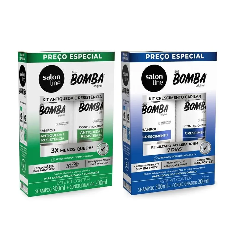 2 Kits Salon Line Bomba Salon Line Antiqueda + Crescimento