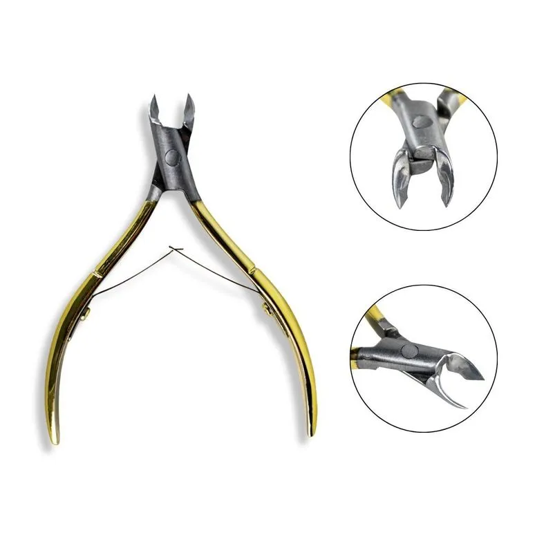Alicate Removedor Cutícula Ergonômico Dourado Manicure Unha