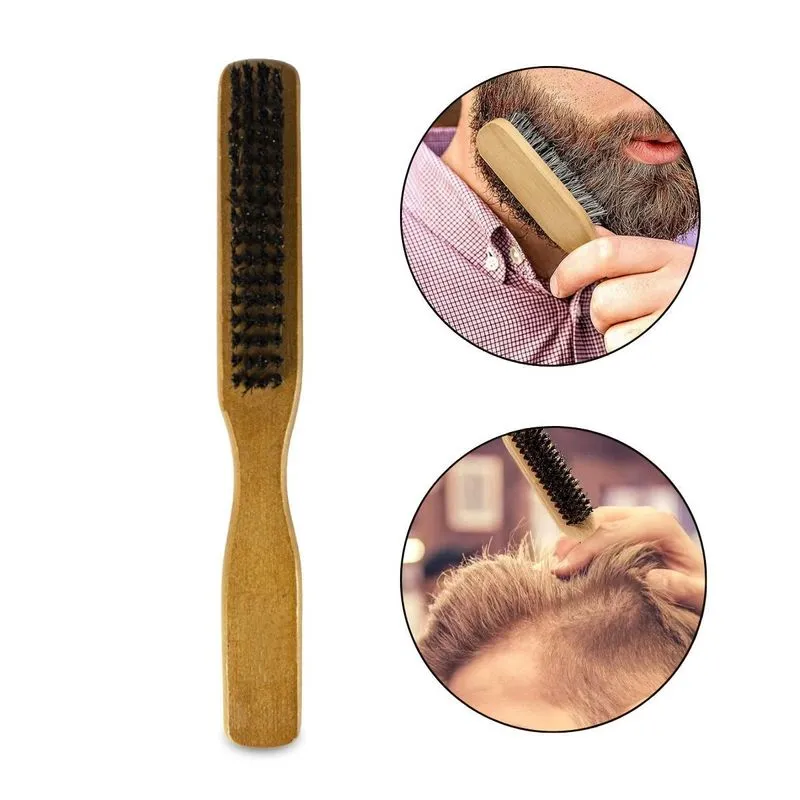 Escova Para Barba Bigode E Cabelo Cabo Madeira Profissional
