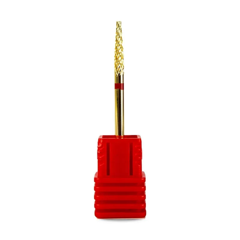 Broca Tungstênio Dourada F-gold Small Cone Unha Gel Fibra