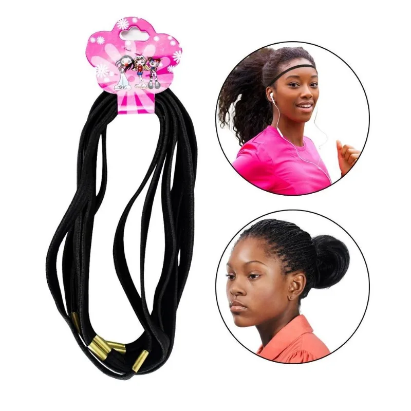 Kit 12 Elástico Preto Faixa Arco Cabelo Masculino Feminino