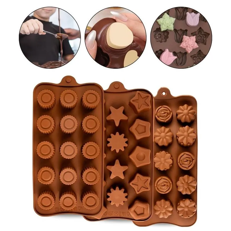 Kit 3 Forma Silicone Confeitaria Molde Doce Vela Gelo Bombom