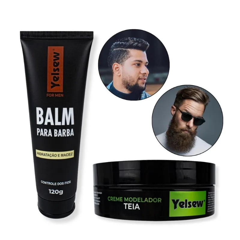 Kit Creme Modelador Teia + Balm Para Barba Hidratação Yelsew