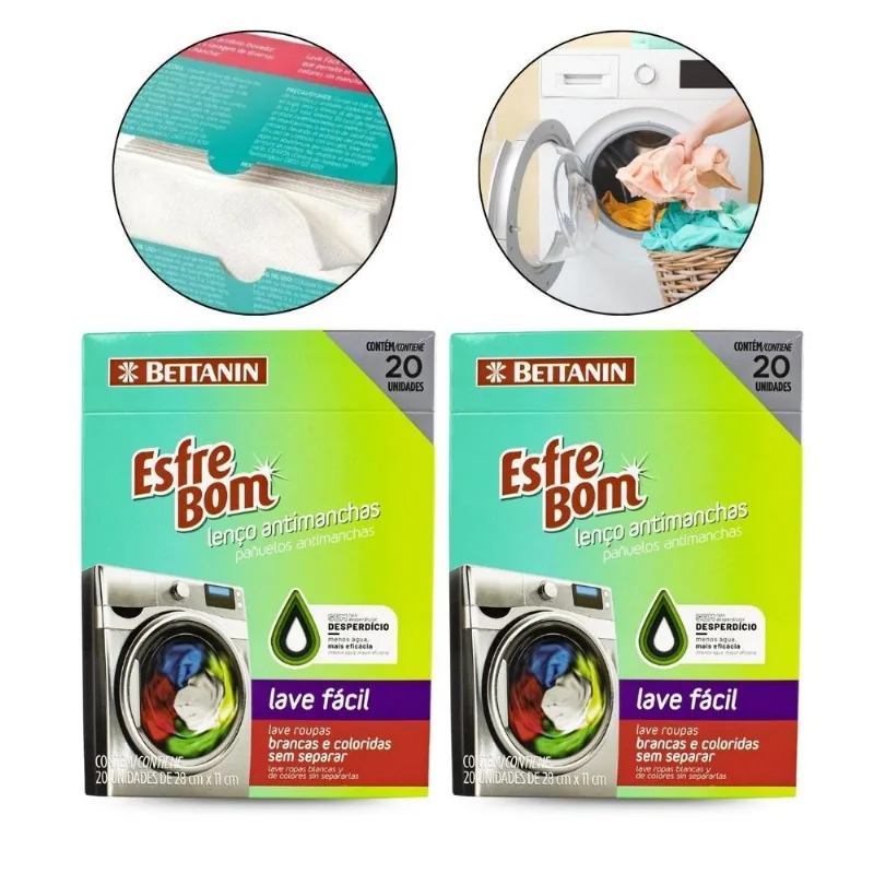 Kit 2 Lenços Lave Fácil Antimanchas Roupas Esfrebom Limpeza