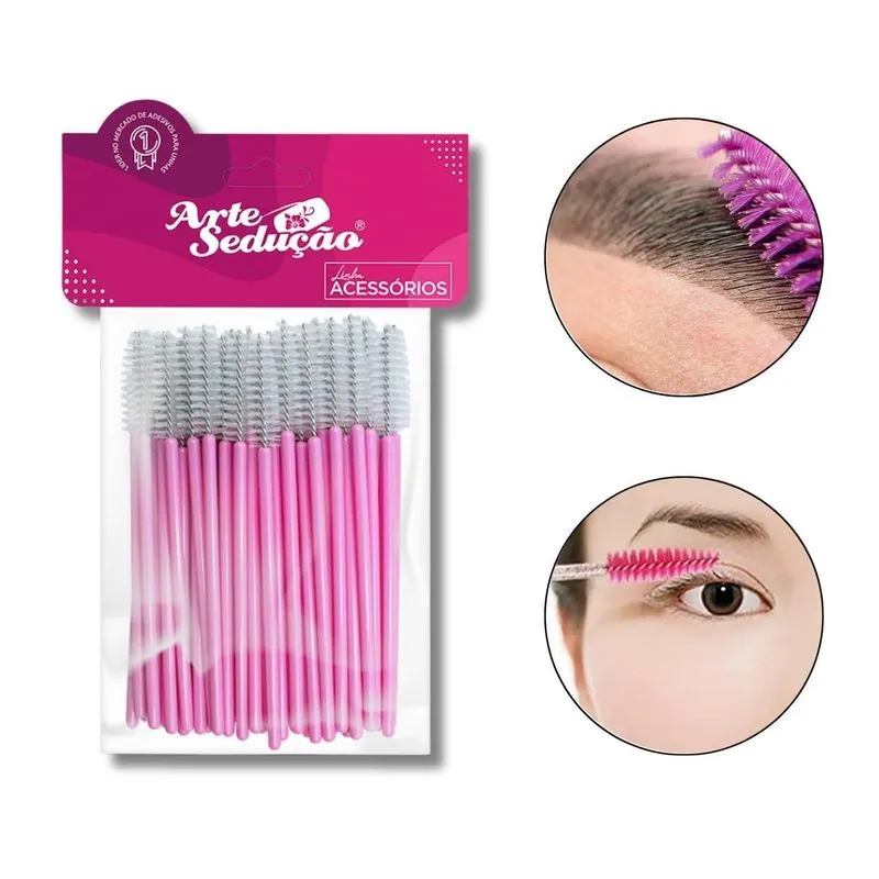 Kit 600 Pincel Pente Escovinha Cílio Sobrancelha Lash Design