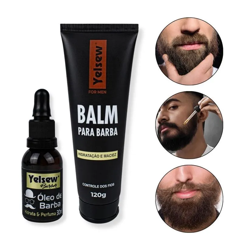 Kit Óleo De Barba 30ml + Balm Barba Hidratação 120g Yelsew