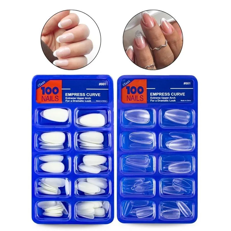 Kit 200 Unha Postiça Almond Curta Branca Transparente Nail