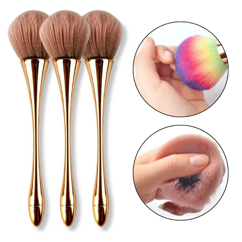 Kit 3 Pincéis Espanador Ergonômico Cerda Grande Macia Unha