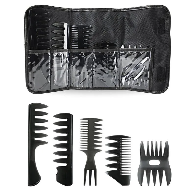 Kit 5 Pentes Profissional Cabelo Cacheado Crespo + Estojo