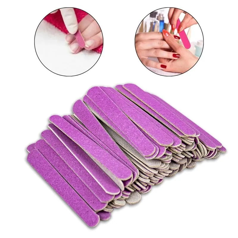 Kit 300 Mini Lixas De Unhas 8cm Descartáveis Manicure Rosa