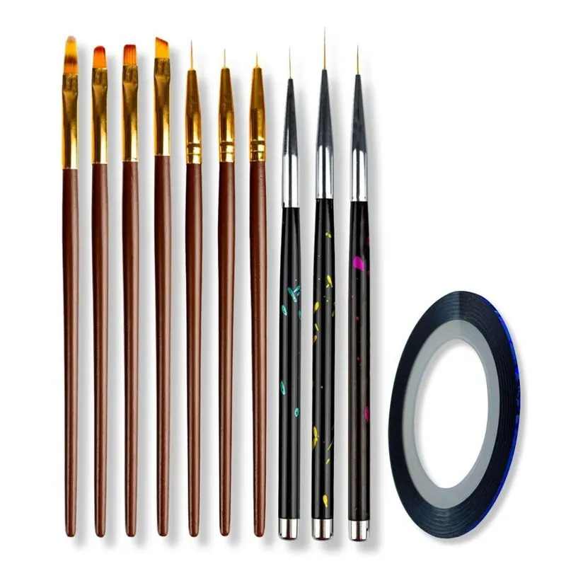 Kit 7 Pincel Unhas De Gel + 3 Pincéis Ultra Fino