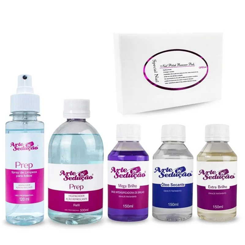 Kit Brilho Máximo +prep Refil Arte Sedução +algodão Prensado