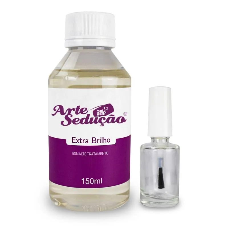 Kit Base Extra Brilho 150ml Unhas Arte Sedução + Frasco 10ml
