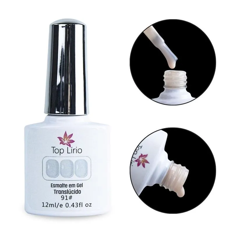 Esmalte Em Gel Top Lírio Nude Translúcido Unhas Led/Uv 12ml