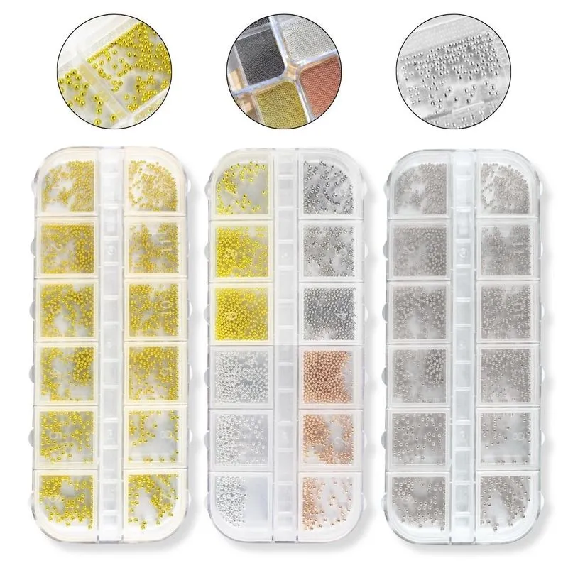 Kit 3 Caixinhas Mini Caviar Dourado Prata Bronze Rose Unhas