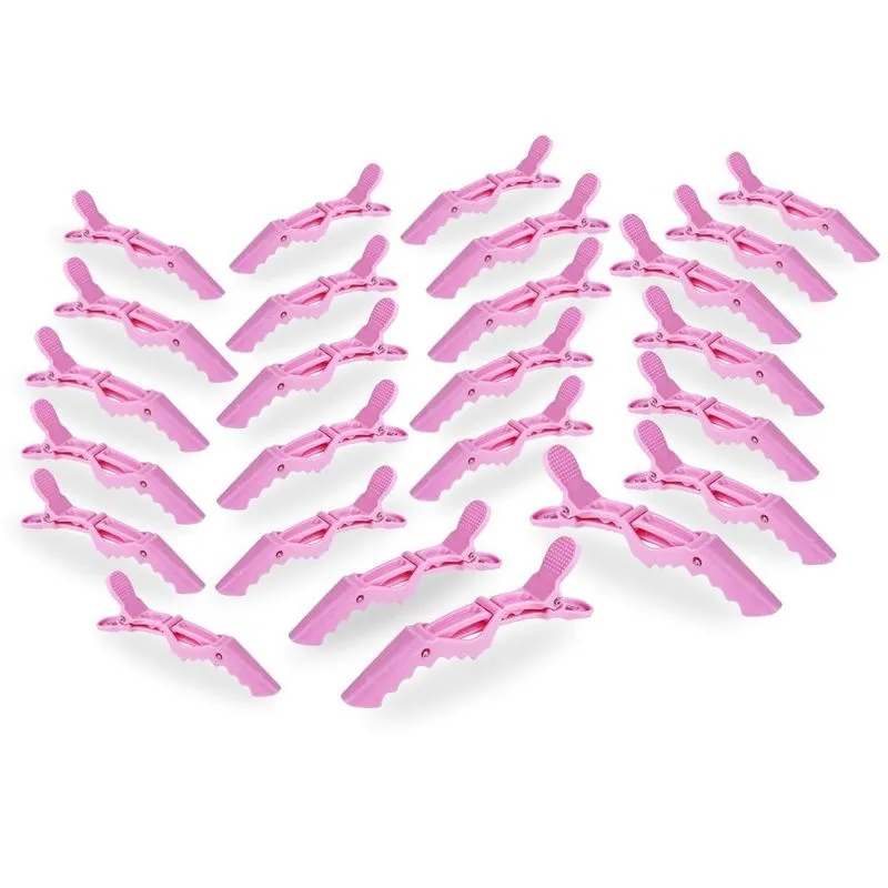 Kit 24 Presilhas Prendedor Cabelo Jacaré Crocodilo Rosa