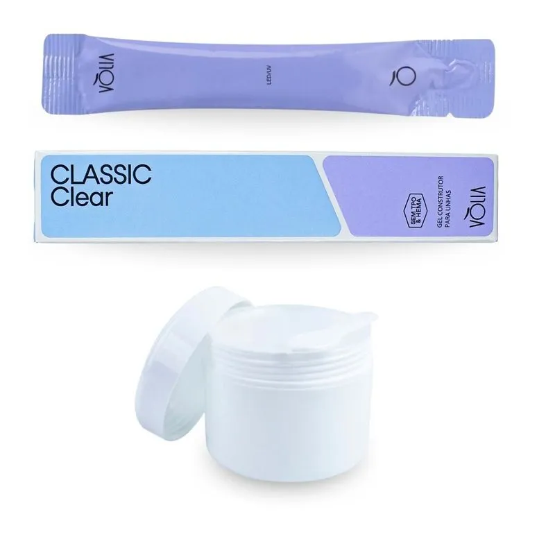 Kit Gel Classic Clear Sem Tpo Hema 14g Led Uv Vlia + Pote